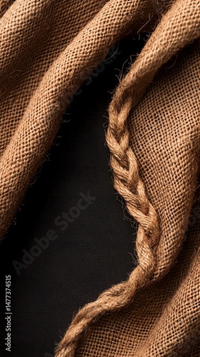 Brown Woven Burlap Texture in Soft Lighting
