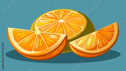 Fresh Orange Slices and Half an Orange Illustration