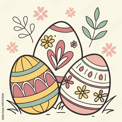 Variety easter eggs set vector image (174).eps