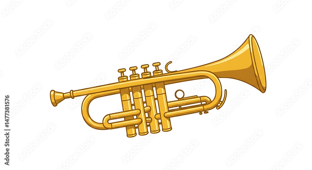 Fototapeta premium Trumpet Illustration Golden Musical Instrument Isolated on White