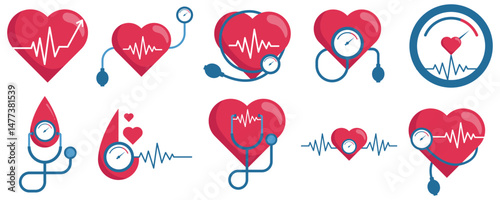 Set of world hypertension day health awareness .  High blood bressure or hypertension awareness campaign vector isolated illustration.