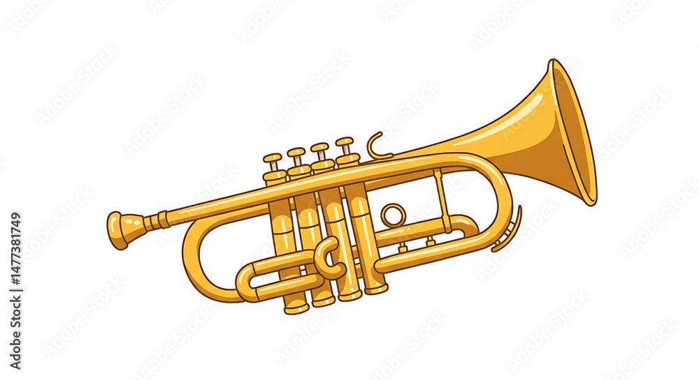 Fototapeta premium Isolated Golden Trumpet Cartoon Illustration