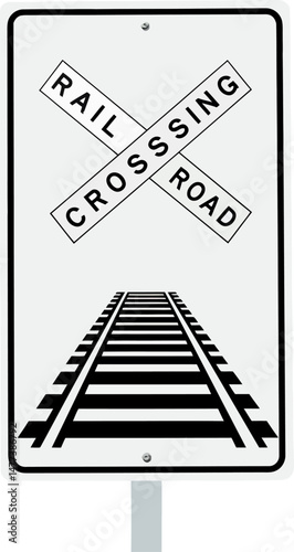 Railroad Crossing Sign Safety First at Train Tracks