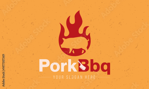 Hot Pork BBQ Logo for Smokehouse