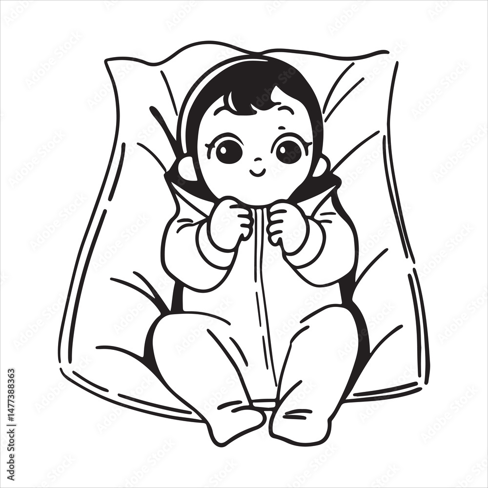 Fototapeta premium Adorable Cute baby Smiling Joyfully in Cozy Outfit