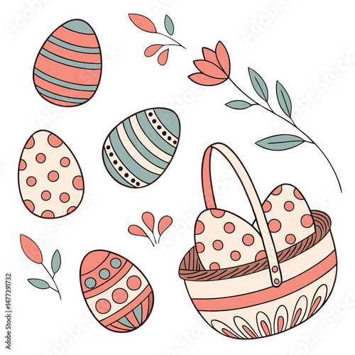 Variety easter eggs set vector image (48).eps