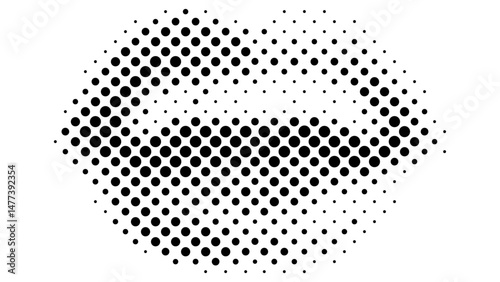 Vector Halftone Mouth illustration. Halftone texture, dotted style. Vector Retro halftone collage design element.
