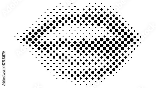 Vector Halftone Mouth illustration. Halftone texture, dotted style. Vector Retro halftone collage design element.