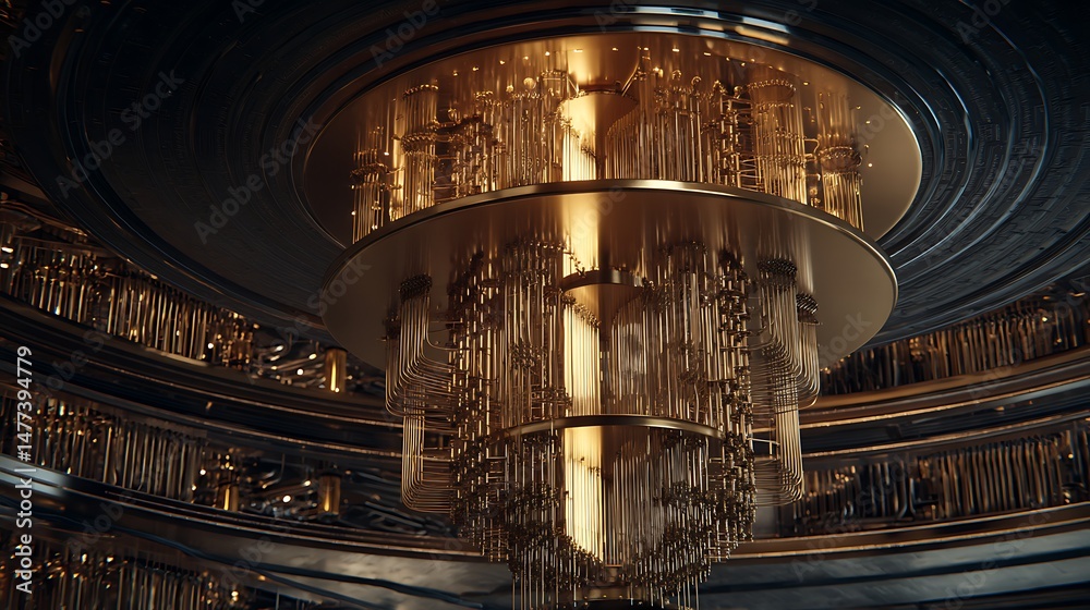 Obraz premium Quantum computer, computer interior, dark, photorealistic, wallpaper, ki