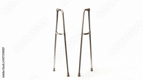 Pair of facile aesculapian crutches isolated on a white background.