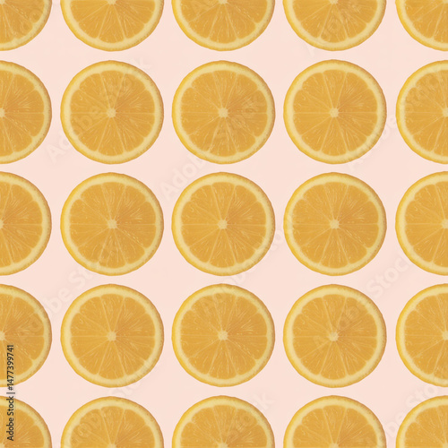 Lemon slice pattern on light pink background for summer themed designs