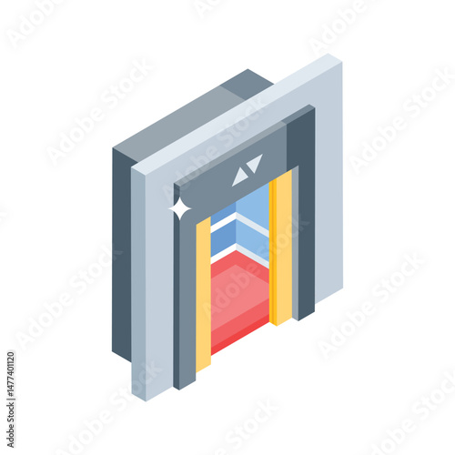 A well designed isometric icon of hotel elevator