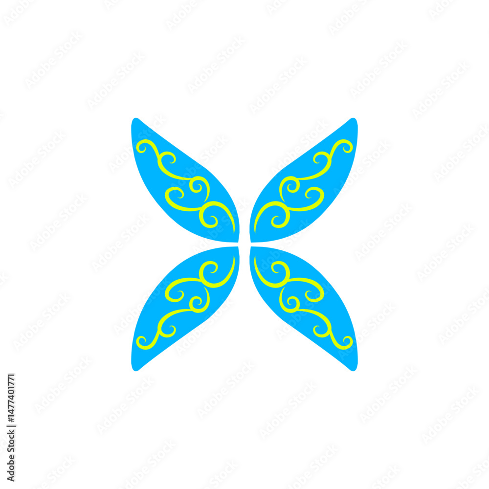 Abstract petal arrangement with stylized ornamentation against stark backdrop