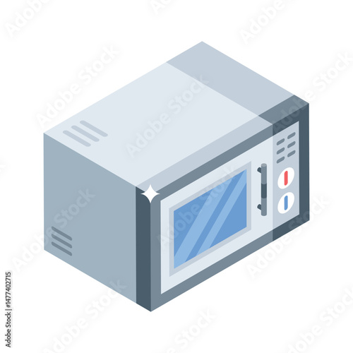 A trendy isometric style icon showing kitchen oven