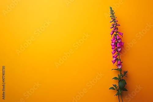 Foxglove bloom against vibrant yellow background