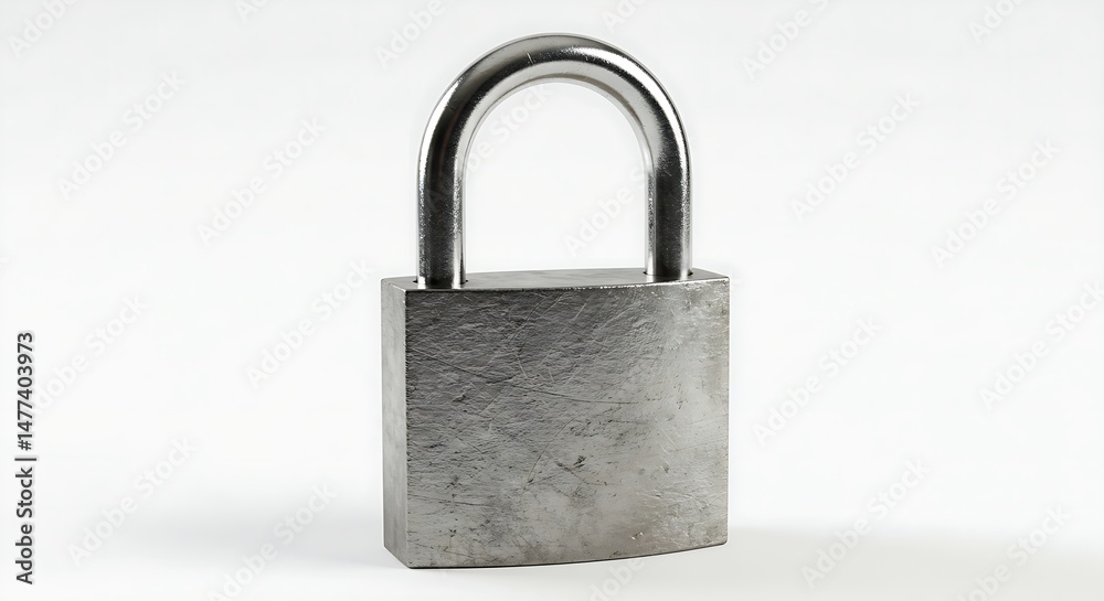 Metal Padlock Isolated on White Background Symbolizing Security Protection Privacy and Safety Measures Featuring Strong and Sturdy Lock Mechanism for Protection Metal Padlock Isolated on White Background Symbolizing Security Protection Privacy and Safety Measures Featuring Strong and Sturdy Lock Mechanism for Protection