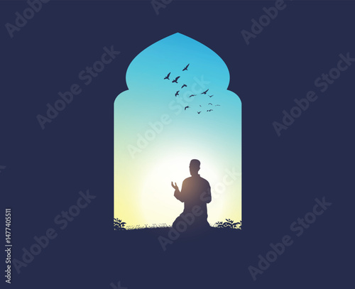 Eid-al-Adha Mubarak Islamic background template vector Illustration.