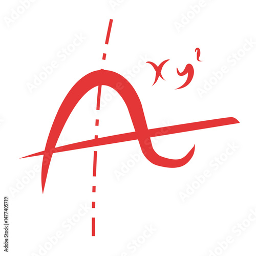 Abstract mathematical expression design with red algebraic characters symbol