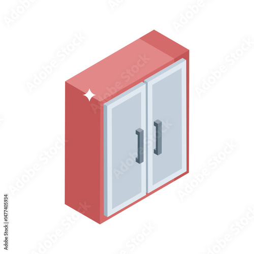 Trendy isometric style icon of a wooden cupboard