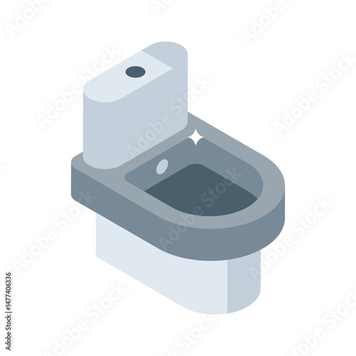 A premium isometric icon showing modern toilet setup