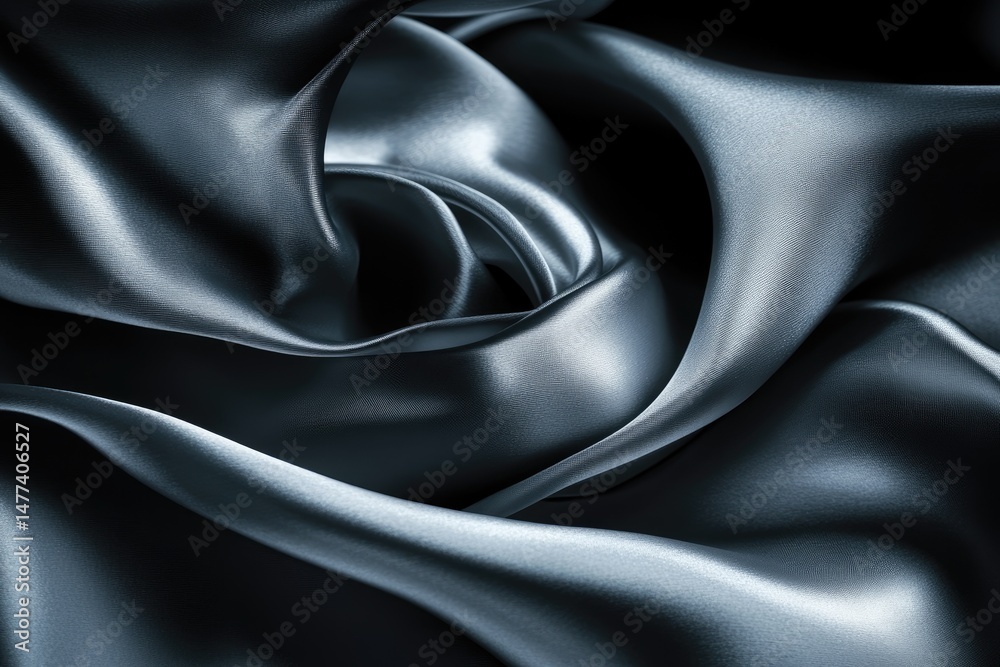 Obraz premium Draped, smooth, dark gray silk fabric. Fluid folds and flowing lines