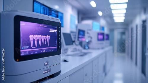 Wallpaper Mural Advanced Dental Technology: A modern dental clinic showcases cutting-edge technology, featuring state-of-the-art equipment that illuminates the future of dental care.  Torontodigital.ca