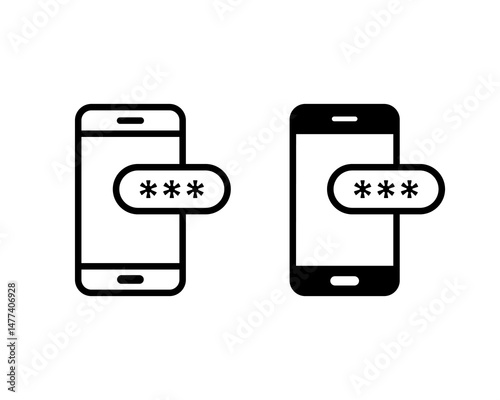 Otp sms password outlined and solid icon vector. Otp glyph and line icon. Otp sms password icon set
