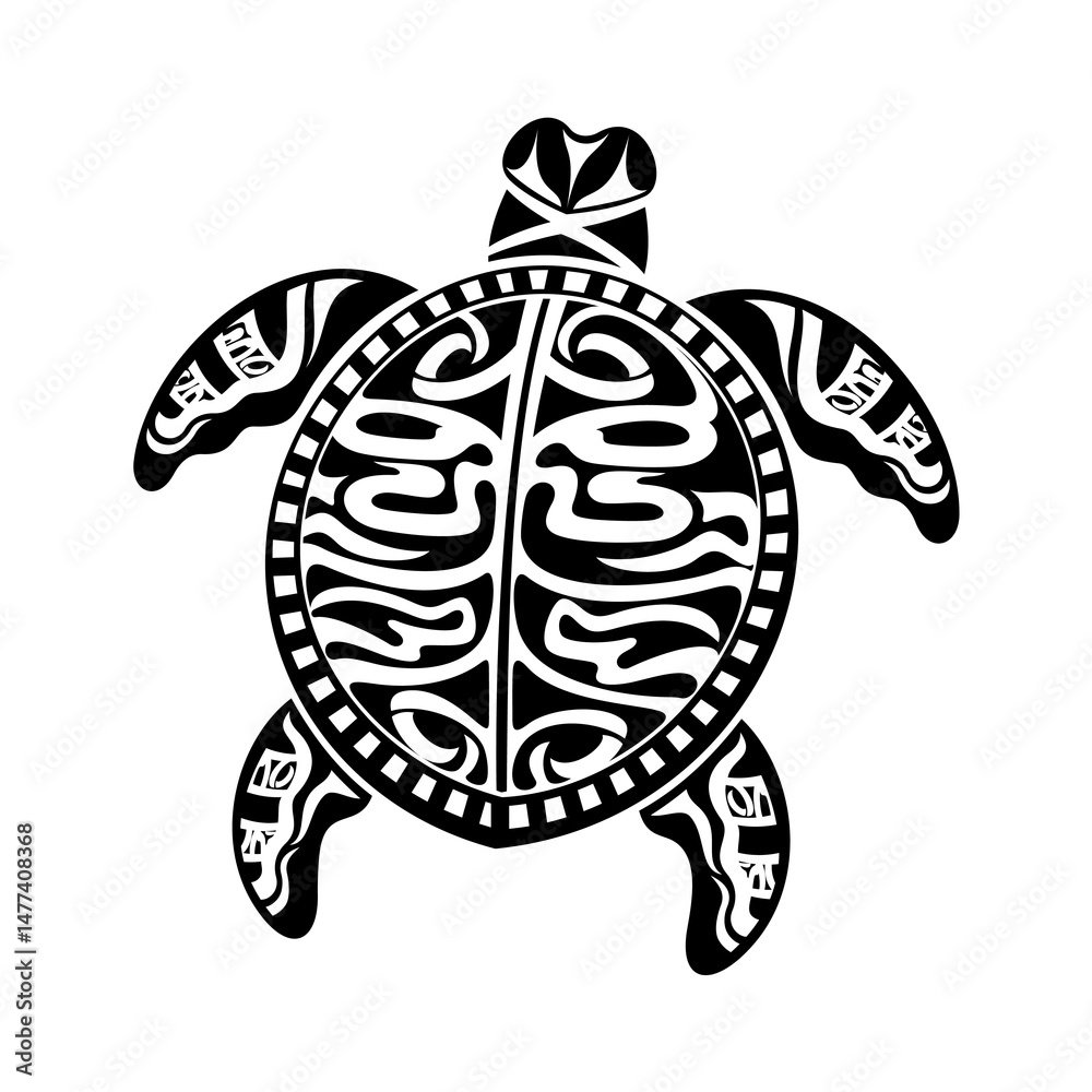 Fototapeta premium Graphic sea turtle. Tattoo design