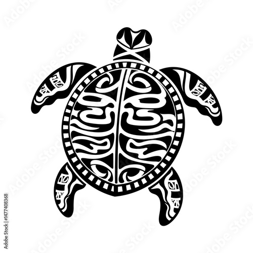 Graphic sea turtle. Tattoo design