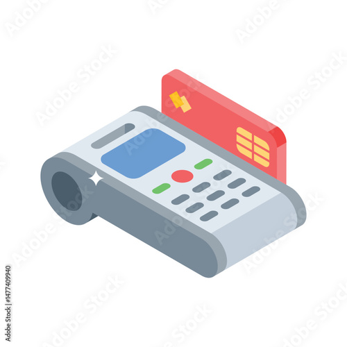 A trendy isometric style icon of pos machine