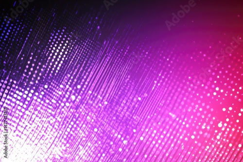 Wallpaper Mural Abstract design with vibrant purple and pink hues.  A complex interplay of lines, dots, and light gradients creates a dynamic and energetic visual effect Torontodigital.ca