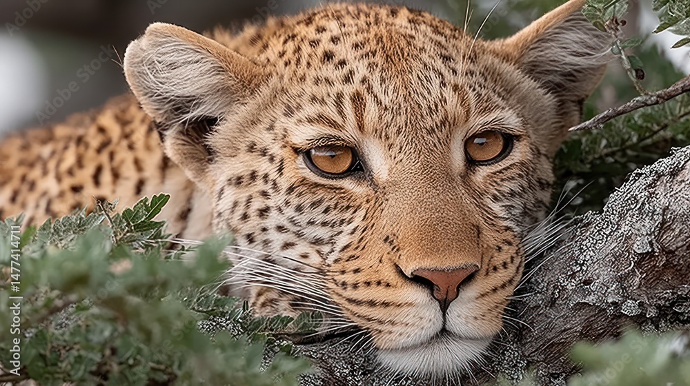 Obraz premium Leopard resting in foliage