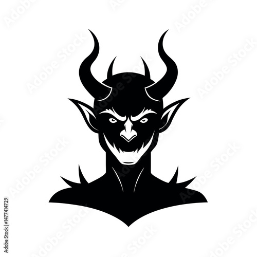 Devil Silhouette with Horns Vector Clipart