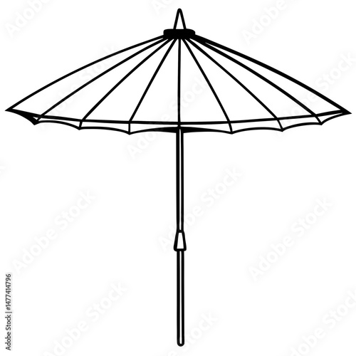 Patio Umbrella Silhouette – Black Vector on White Background