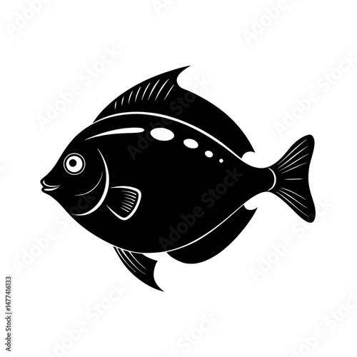 Flounder Fish Silhouette Black Vector