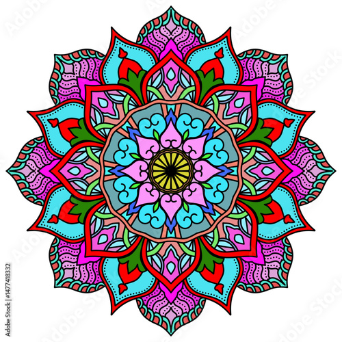 Mandala ornamental round ornament, Flower Mandala. Vintage decorative elements. Oriental pattern, vector illustration. Islam, Arabic, Indian, Moroccan, Spain, Turkish, Pakistan, Chinese, ottoman motif