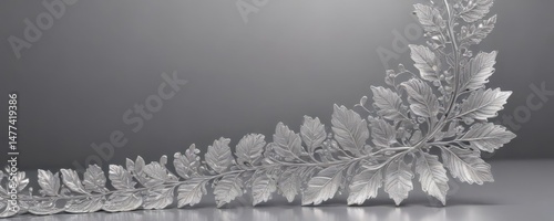 Intricate silver leaf lace border on a shimmering background ,  silver,  elegant