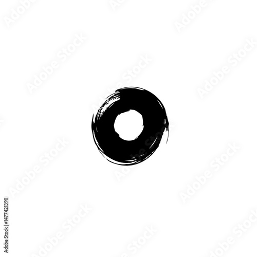 Enso Circle: A black ink brush stroke representing enlightenment and minimalism