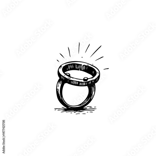 Intricate ring illustration with fine lines conveying radiant aesthetic appeal