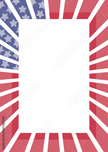 Decorative patriotic frame, USA flag border with empty space for text, 4th of july wreath with American flag