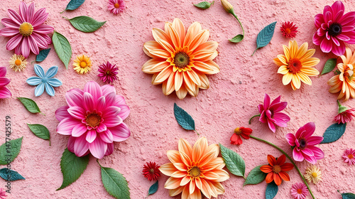 Colorful floral wall textured background