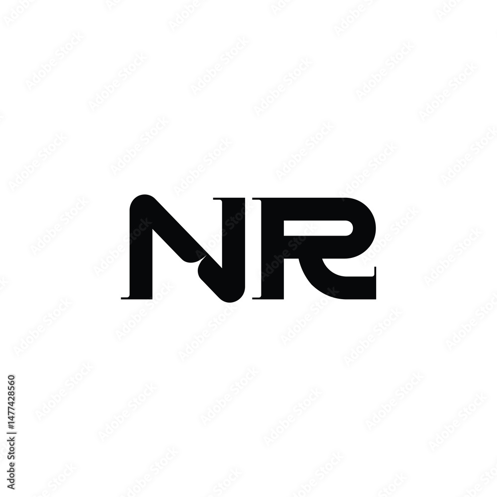 Obraz premium NR monogram logo design letter text name symbol monochrome logotype alphabet character simple logo