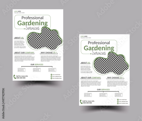 Corporate creative modern gardening flyer template design in bright color