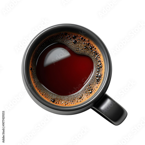 coffee mug, top-down view flat lay, on transparent background, realistic product mockup, high-resolution, no shadows, studio lighting, isolated, photorealistic