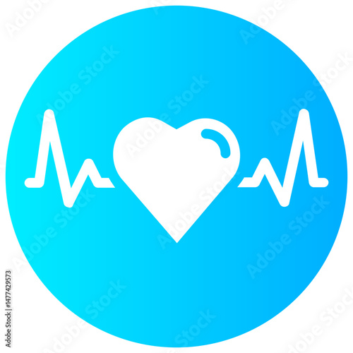 heart beat vector round glyph icon