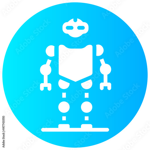 robot vector round glyph icon