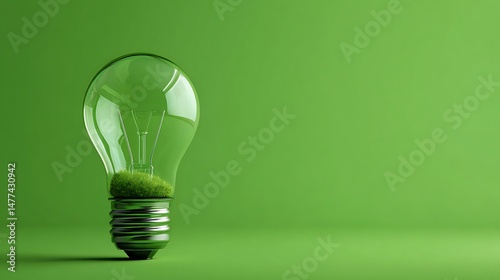 Green eco friendly lightbulb, green energy concept