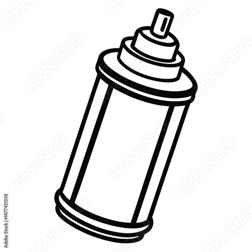 Simple outline shows a black and white aerosol spray paint can on white backdrop