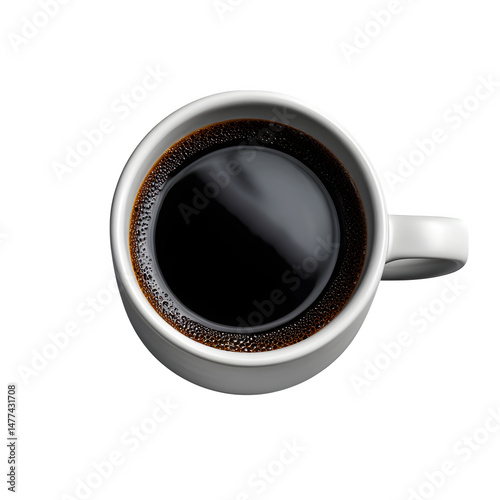 coffee mug, top-down view flat lay, on transparent background, realistic product mockup, high-resolution, no shadows, studio lighting, isolated, photorealistic