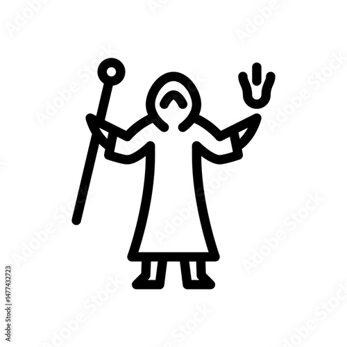 Mage outline icon. Mage figure line art illustration.